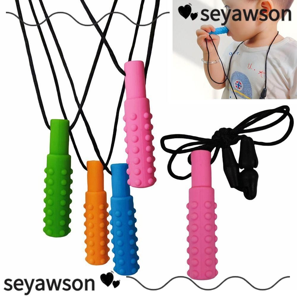 SEYAWSON จี้เคี้ยวหนึบ, จี้ Pacifier ซิลิโคนเด็กสร้อยคอยางกัด, ทนทาน Baby Care Sensory Chew สําหรับอ