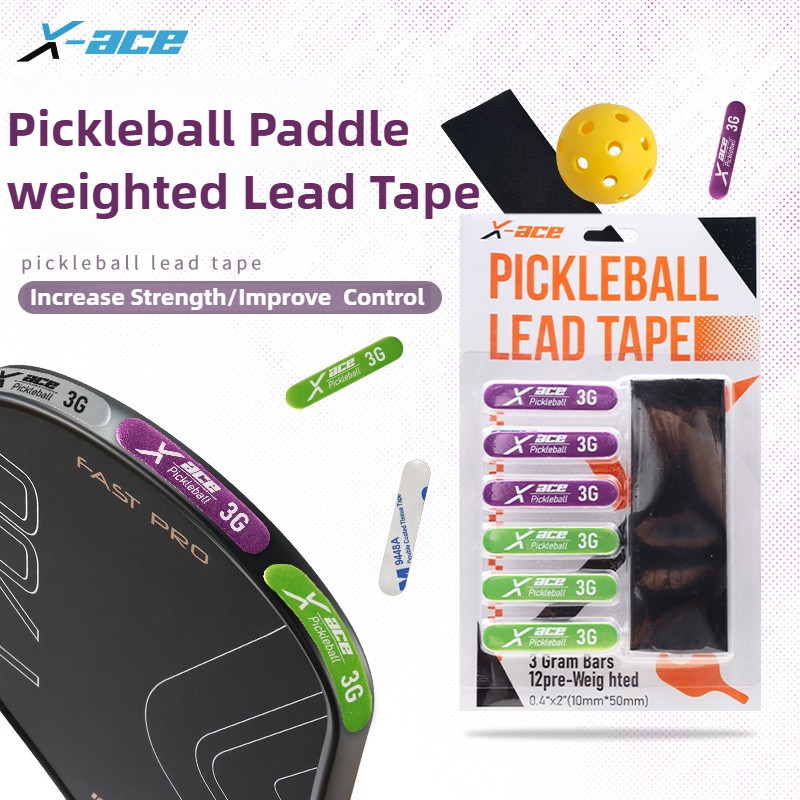 X-ACE Pickleball Paddle Weighted Strips Tape, 12 ชิ้น, Balance Adjuster, สําหรับการควบคุมและพลังงานที่เพิ่มขึ้นในเกม Pickleball, เทปตะกั่ว