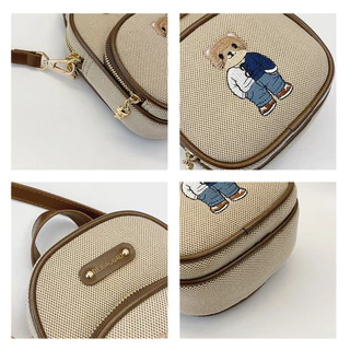 หมีปักผ้าใบกระเป๋าแฟชั่น Multi-Compartment หญิงกระเป๋า All-Match กระเป๋าสะพาย Casual