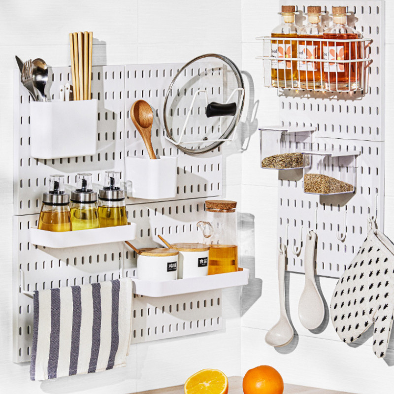BHQ กระดานเจาะรู DIY pegboard แผ่นวางของติดผนัง ไม่ต้องเจาะผนัง เพิ่มฟังก์ชันเก็บของ - รูปที่ 5