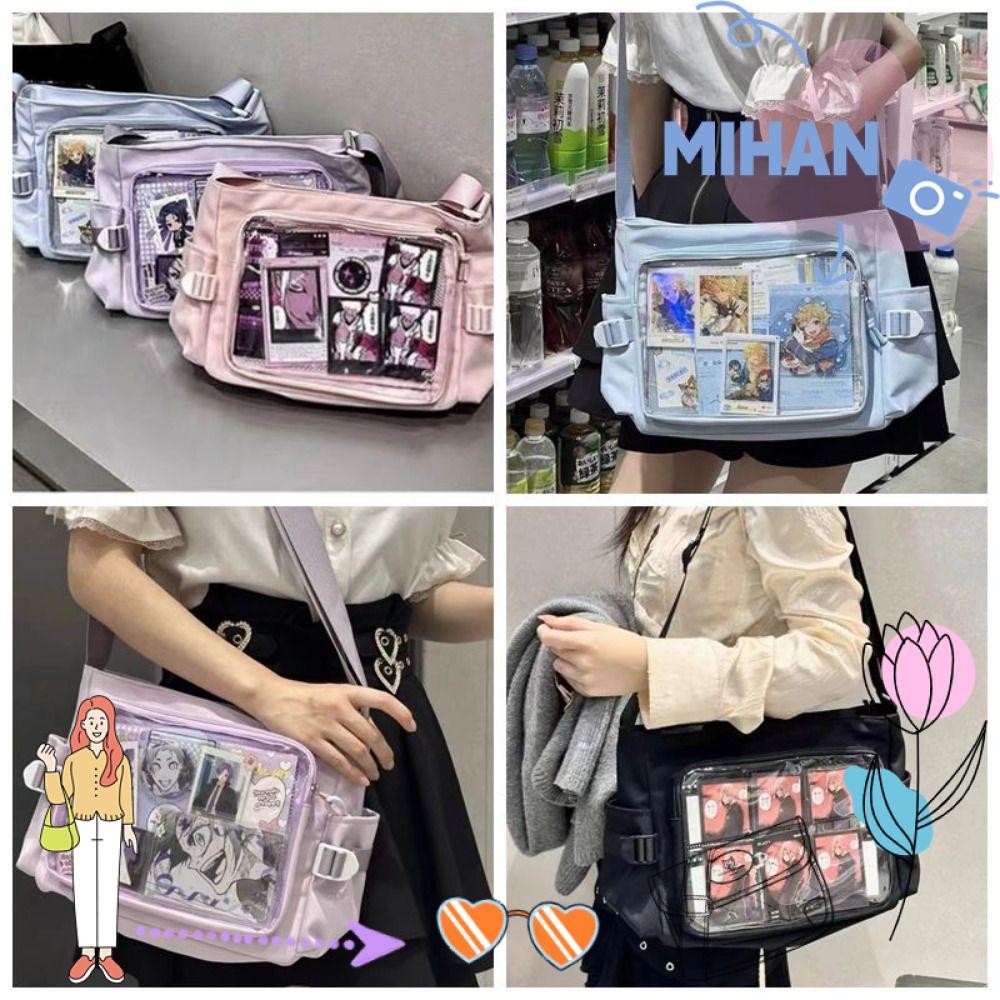 Mh กระเป๋าถือโปร่งใส, กระเป๋าสะพายไนลอนแบบใช้ซ้ําได้, ของขวัญสร้างสรรค์ความจุขนาดใหญ่ Harajuku Satchels Bag Shopping