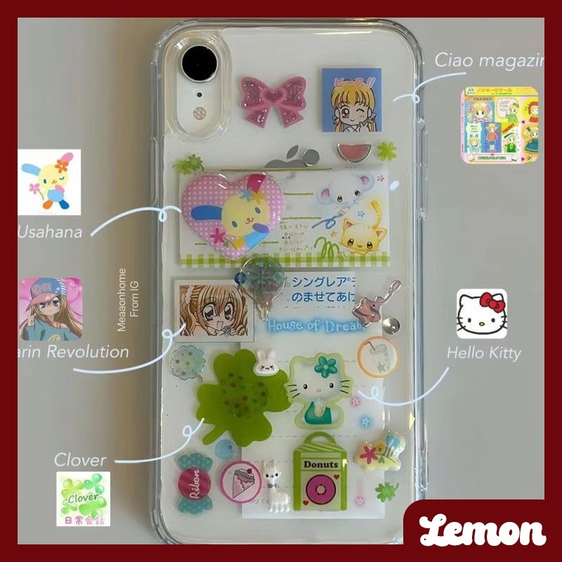 เคสมือถือสำหรับ iPhone สติกเกอร์ลายการ์ตูน เคสป้องกันแบบเต็มรูขนาดใหญ่ for iphone 16promax 15 15promax 14promax 13pro 13promax 11 12promax 7PLUS XR