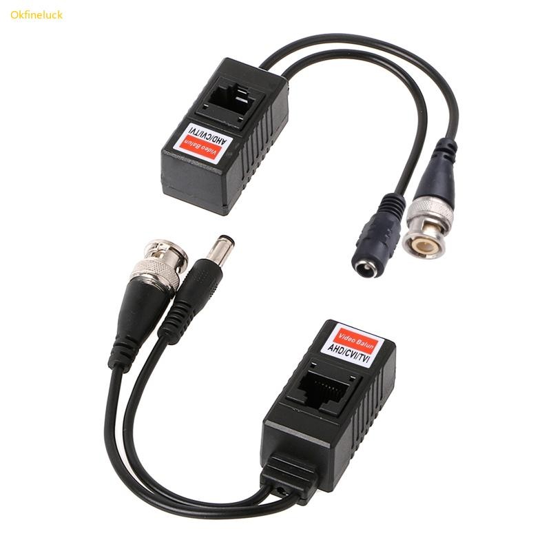Okfi 1 คู่ BNC ถึง RJ45 Passive Video Power + Balun Transceiver สําหรับกล้องวงจรปิดกล้อง