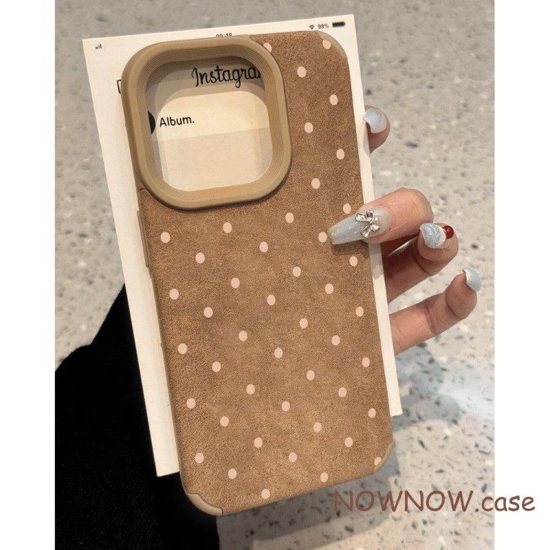 Iphone 16 15 14 13 12 11 Pro Max X XR XS Max 7 8 Plus INS Simple polka dot รูปแบบหนังเคสโทรศัพท์ปกอ่อน
