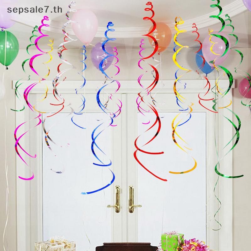 [HOME] 6 ชิ้นเกลียวจี้ห้อยหมุนโลหะเพดานแขวนลําแสงเครื่องประดับคริสต์มาสงานแต่งงานวันเกิดบอลลูนตกแต่ง {th}