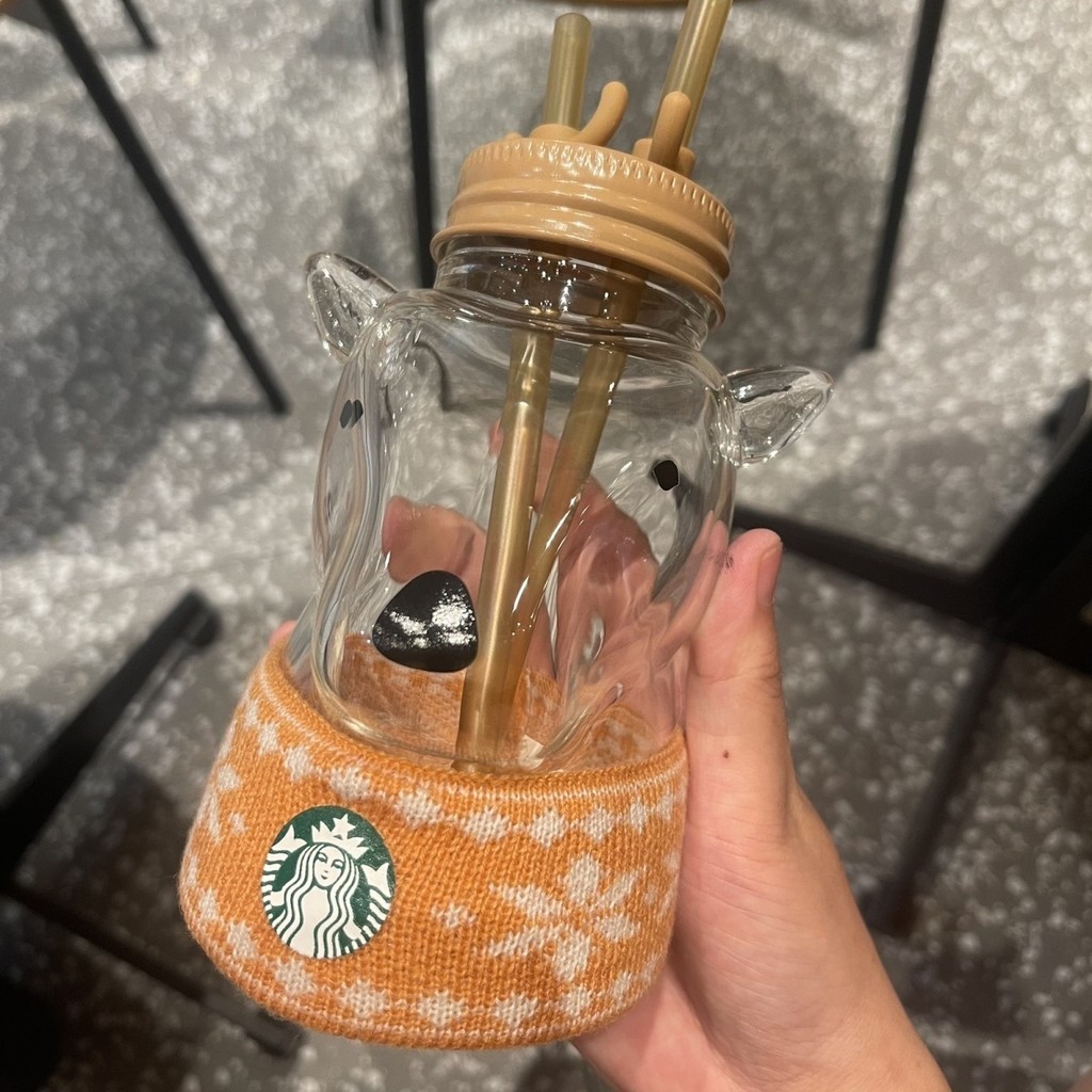 2025starbucks-coffee Cup ถ้วยฟางแก้วคริสต์มาส Elk