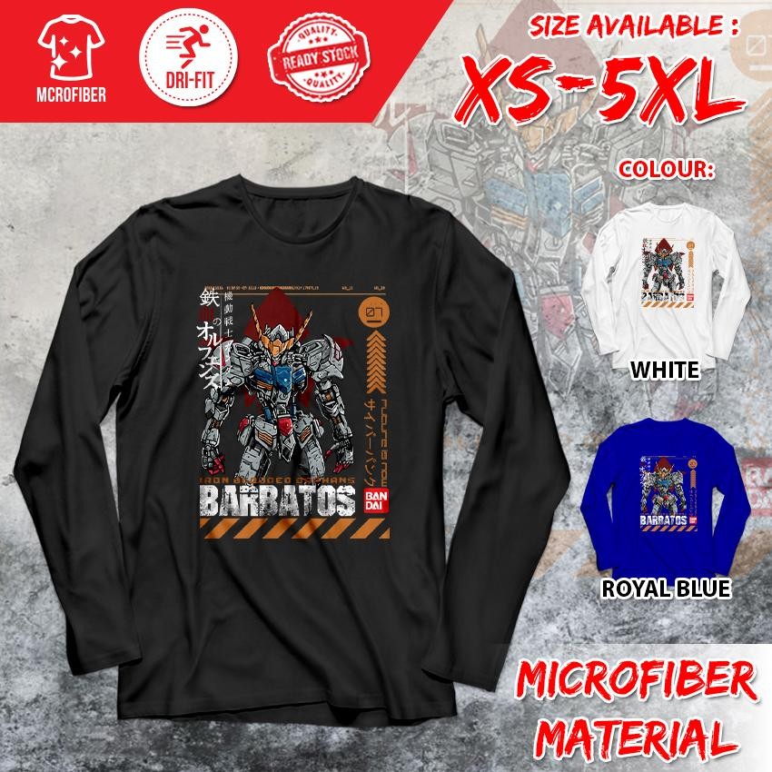 GUNDAM Exia Barbatos Ariel การ์ตูน Dri-Fit XS-5XL โพลีเอสเตอร์ไมโครไฟเบอร์แขนยาว Baju เสื้อยืด GDV3-
