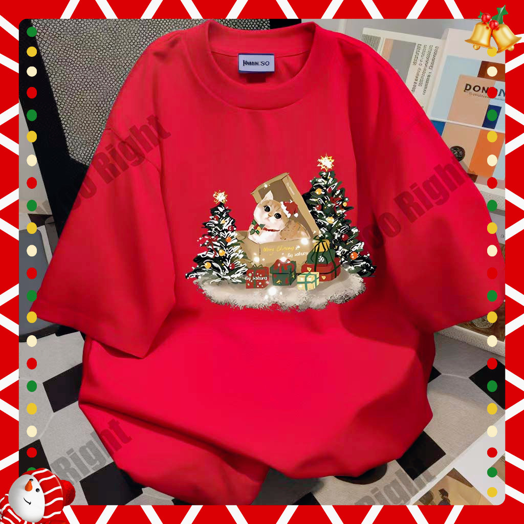 เสื้อยืด MERRY CHRISTMAS 2024ใหม่ผ้าฝ้ายแท้ คริสต์มาสแฟชั่นเสื้อคอกลม ลายกวางเรนเดียร์น่ารัก ส่งเร็ว จัดส่งจากไทย