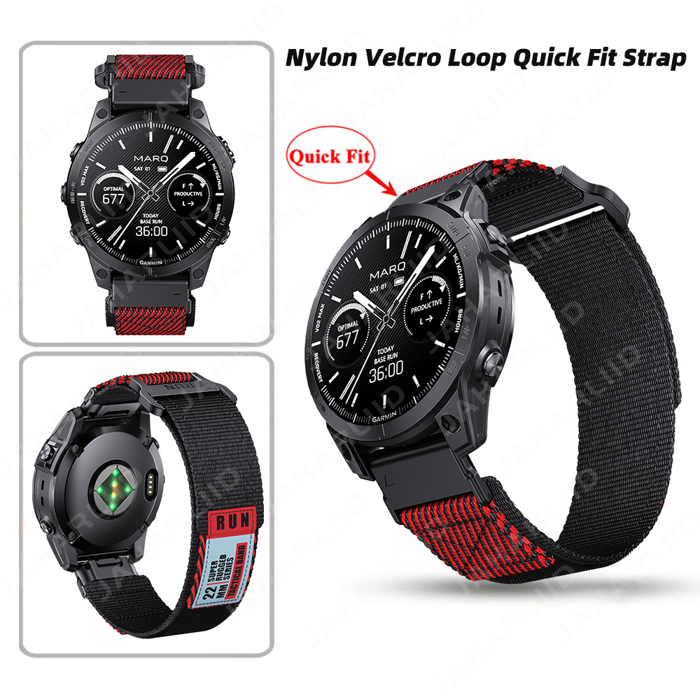 26 มม.22 มม.Velcro ไนลอนสายรัดผ้ากีฬาเปลี่ยนสร้อยข้อมือ Quick Fit Band สําหรับ Garmin Epix Pro Gen 2
