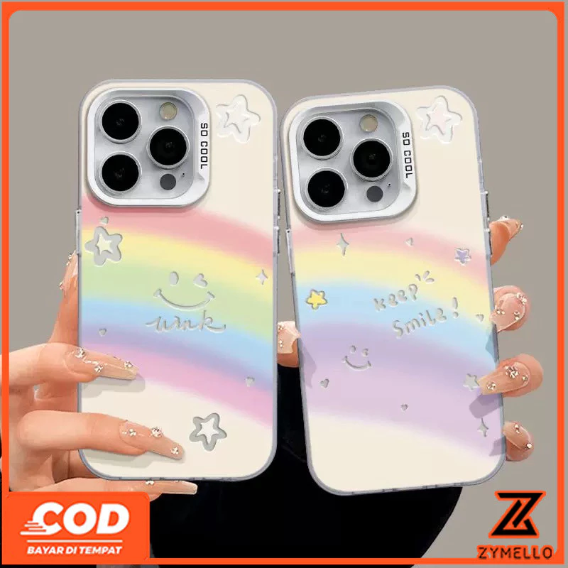 สําหรับOPPO Reno16F 16Pro 16C 15F 15ProMax 14F 14Pro 13F 13Pro 12F 12Pro 11F 11Pro 10Pro 8T 8Z 7Z 6Z Simple rainbow SMILEกันกระแทกTPUเคสโทรศัพท์