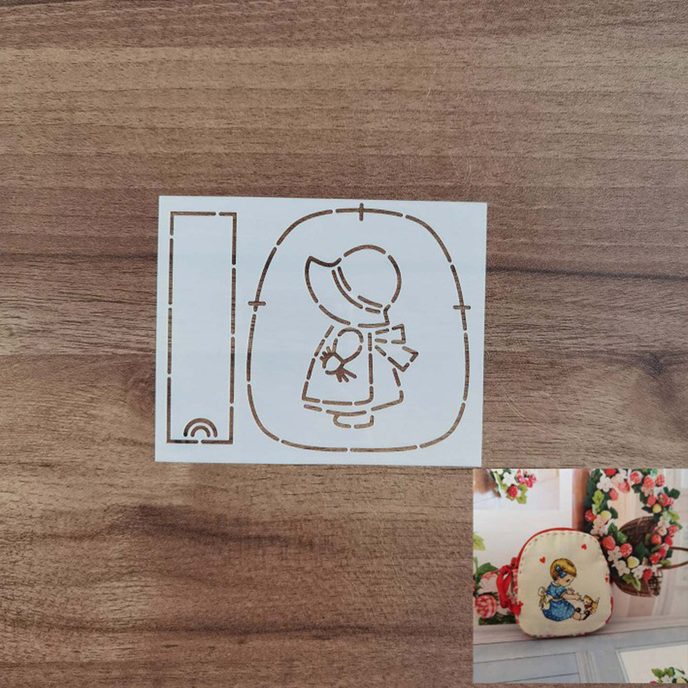 แม่แบบการวาดภาพแบบใช้ซ้ําได้ DIY กระเป๋าหูฟัง Patchworks Stencil สําหรับ DIY Crafting Art