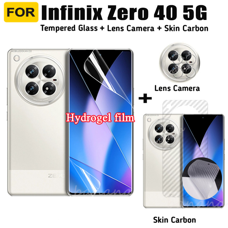 3 IN 1 Infinix Zero 40 5G Hydrogel Soft Film ฟิล์มกันรอยหน้าจอ + กระจกเลนส์กล้องและฟิล์มด้านหลัง