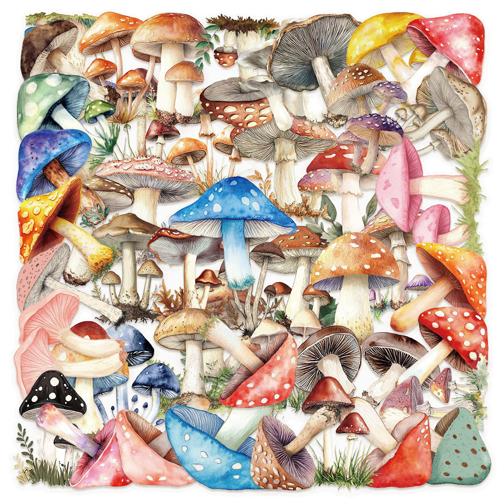 50 ชิ้น เห็ด สัตว์เลี้ยง สติ๊กเกอร์ทรานพาแรนท์พลาสติก