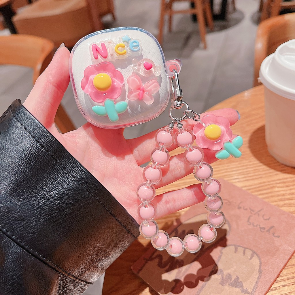 Geek เคสหูฟัง ใช้ได้กับ: Redmi Buds 6 Play เคส Case เคสหูฟังบุคลิกภาพสร้อยข้อมือดอกไม้ไล่ระดับ KT cat