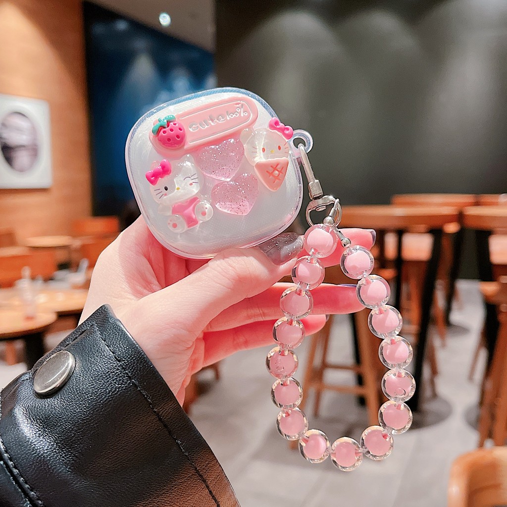 Geek เคสหูฟัง ใช้ได้กับ: Redmi Buds 6 Play เคส Case เคสหูฟังบุคลิกภาพสร้อยข้อมือดอกไม้ไล่ระดับ KT cat