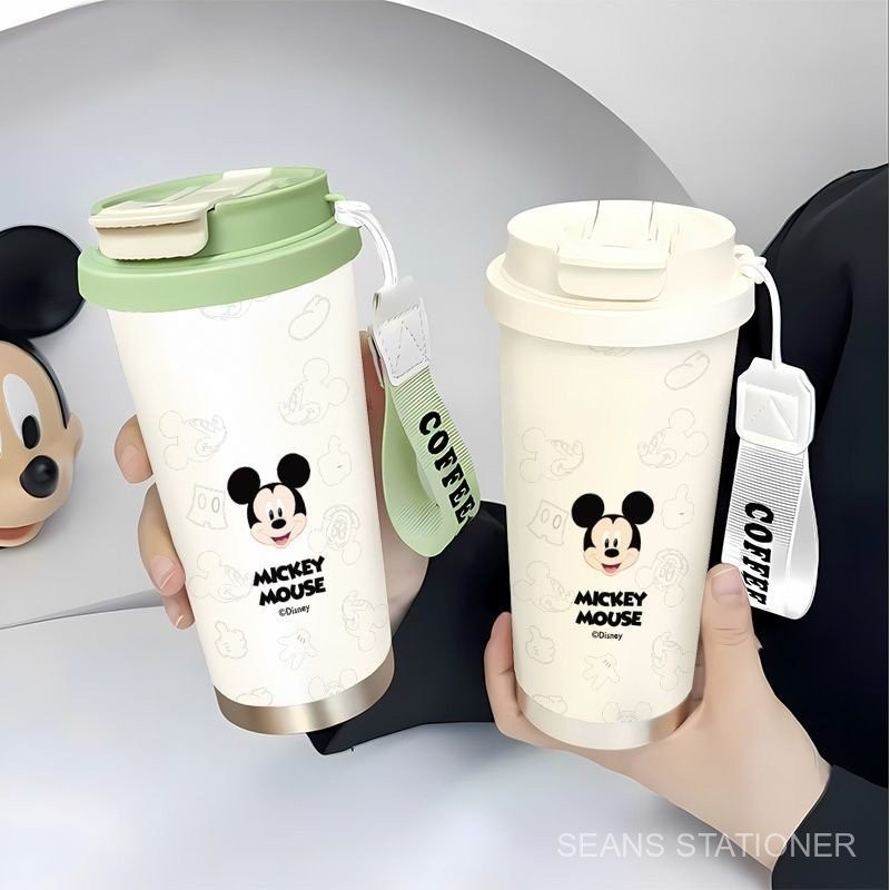 ขวดน้ําฟางสแตนเลสการ์ตูนมิกกี้ 530ml เก็บความเย็น พกพาสะดวก กันตก สําหรับนักเรียน เด็ก