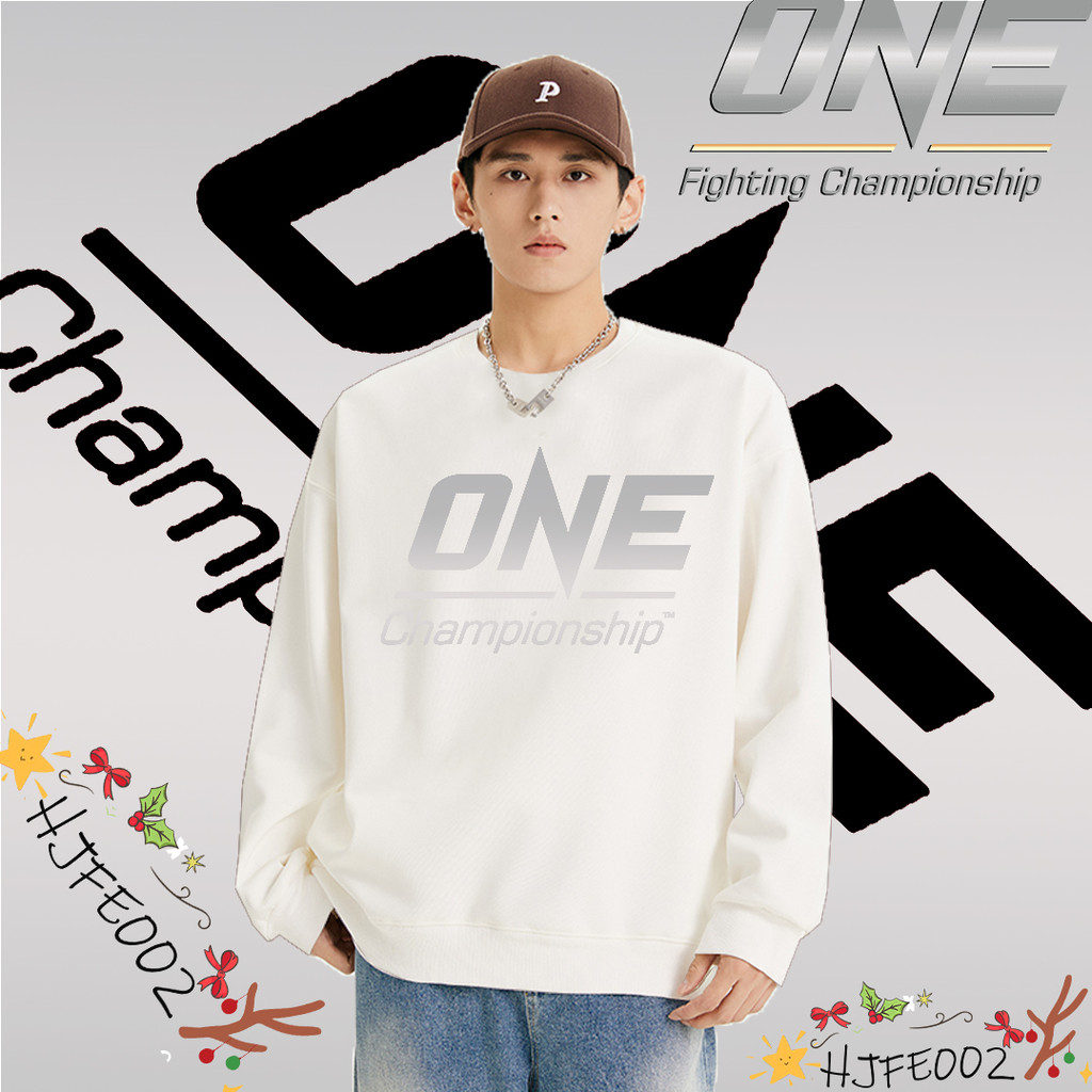 One Championship เสื้อเชิ้ตแขนยาวคอกลมผ้าฝ้ายแท้นี้ใส่ได้ทั้งชายและหญิง มันจะไม่หดตัวหรือริ้วรอย Sweatshirt#H02