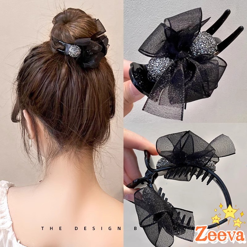 ZEEVA กิ๊ฟหนีบผม ประดับโบว์ และพลอยเทียม กิ๊บติดผมสตรีสไตล์เกาหลี Hair Clips