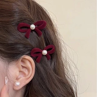 สีแดง แห่กัน โบว์กิ๊บขนาดเล็กขนาดกิ๊บกํามะหยี่เรียบคลิป ใบเรียกเก็บเงินเป็ด คลิป