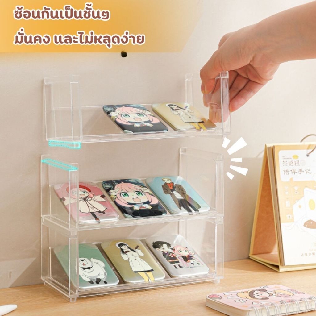 Hithome ชั้นวางการ์ด อะคริลิคหลายชั้นซ้อนชั้นวางเครื่องสําอาง เคลื่อนย้ายสะดวก