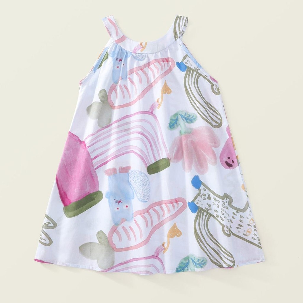 Hania kids พร้อมส่ง เดรสแขนกุดสี ขาวลาย K4125133