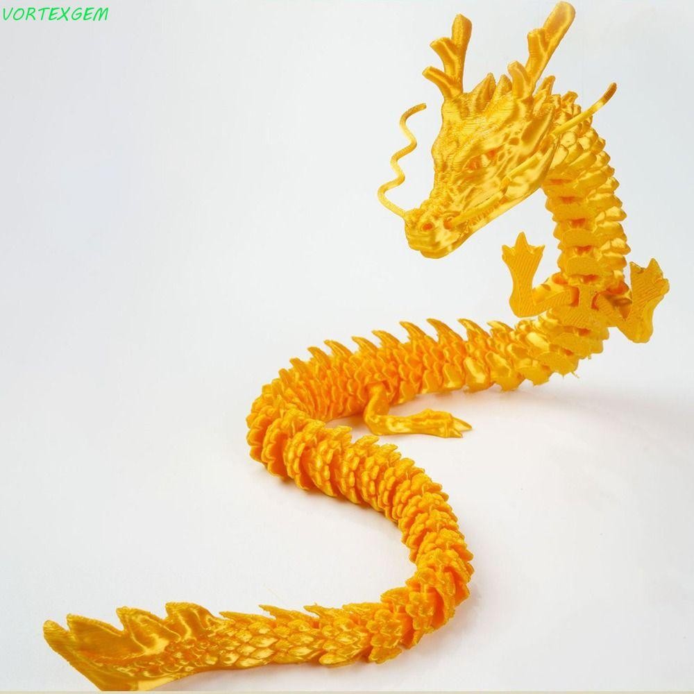 Vortexgem 3D พิมพ์ของเล่นมังกร, 30/45 ซม.Multicolor จําลองมังกรเครื่องประดับ,เด็กของขวัญ PLA ยืดหยุ่นหมุนได้ Articulated มังกรจีนตกแต่งรถ