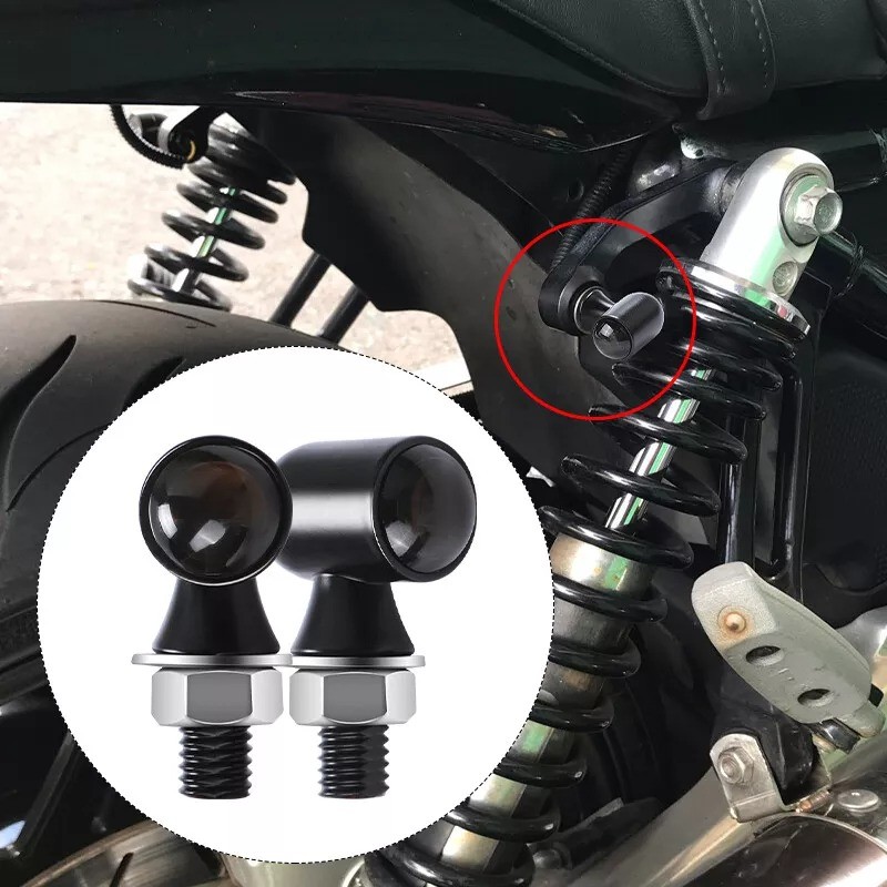 รถจักรยานยนต์สีดํา Mini LED ไฟเลี้ยวไฟกระพริบ Amber Light Fit สําหรับ Bobber Racer