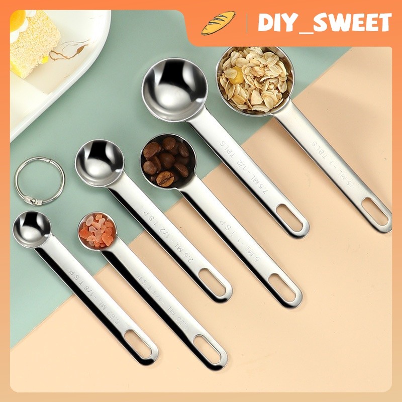 DIY_SWEET  สแตนเลสช้อนวัดช้อน 8 ชิ้นชุดเครื่องมือวัดถ้วยเบเกอรี่พร้อมเครื่องชั่ง