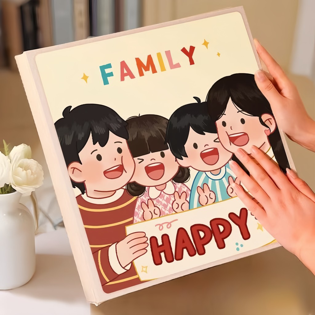 อัลบั้มภาพหรูหราครอบครัวความจุขนาดใหญ่ 6 นิ้วทารกเติบโตสมุดบันทึกแทรกอัลบั้มภาพ