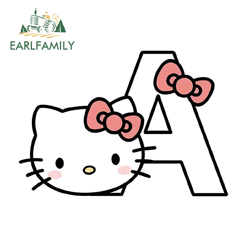 Earlfamily 13 ซม.Hello Kitty ตัวอักษรภาษาอังกฤษรถสติกเกอร์บุคลิกภาพScratch-ProofไวนิลDecalsเหมาะสําหรับรถจักรยานยนต์กีตาร์กระเป๋าเดินทางWindows