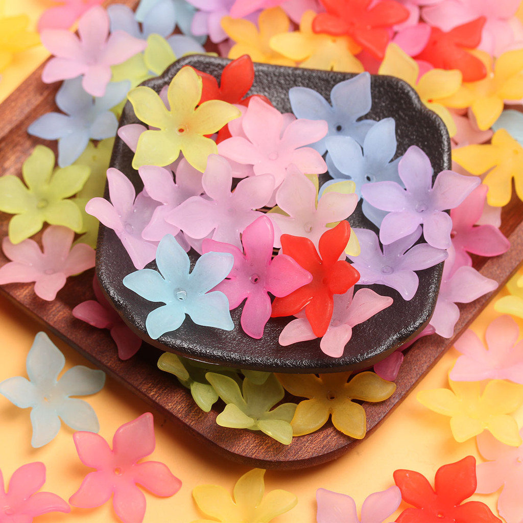 20pcs 25*5 มม. Bauhinia ดอกไม้ผู้ถือลูกปัดอะคริลิค Matte DIY สําหรับอุปกรณ์เสริมผมต่างหูสร้อยคอเครื่องประดับทํา