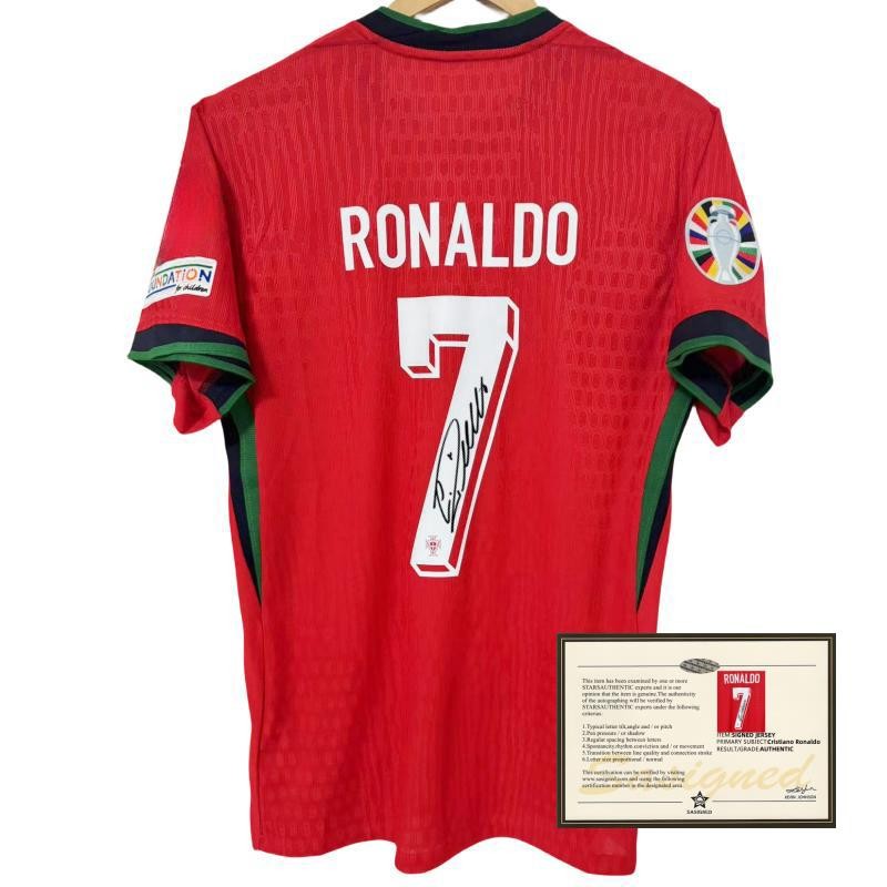 Pdd// 24 ถ้วยยุโรปโปรตุเกสทีมชาติ C Ronaldo ลายเซ็น Jersey พิมพ์ป้ายฤดูร้อนแขนสั้นเสื้อฟุตบอล WH2412