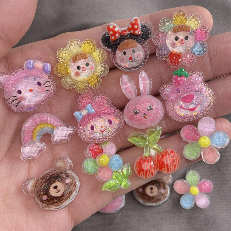 อุปกรณ์เรซิน diy Childlike โปร่งใสสัตว์ดอกไม้หมีการ์ตูน รูปที่ 4