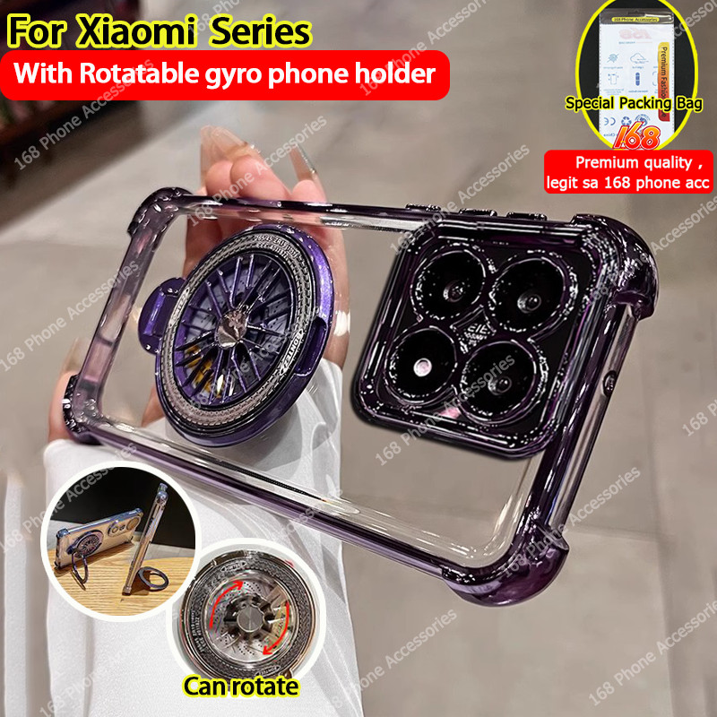 สําหรับเคส Xiaomi 15T 14T Pro เคส Xiaomi 15T 14T กันกระแทกพร้อมฝาครอบเลนส์กล้องไจโรคลายเครียดที่วางโทรศัพท์หมุนได้ขาตั้งถุงลมนิรภัยนุ่มฝาครอบโทรศัพท์