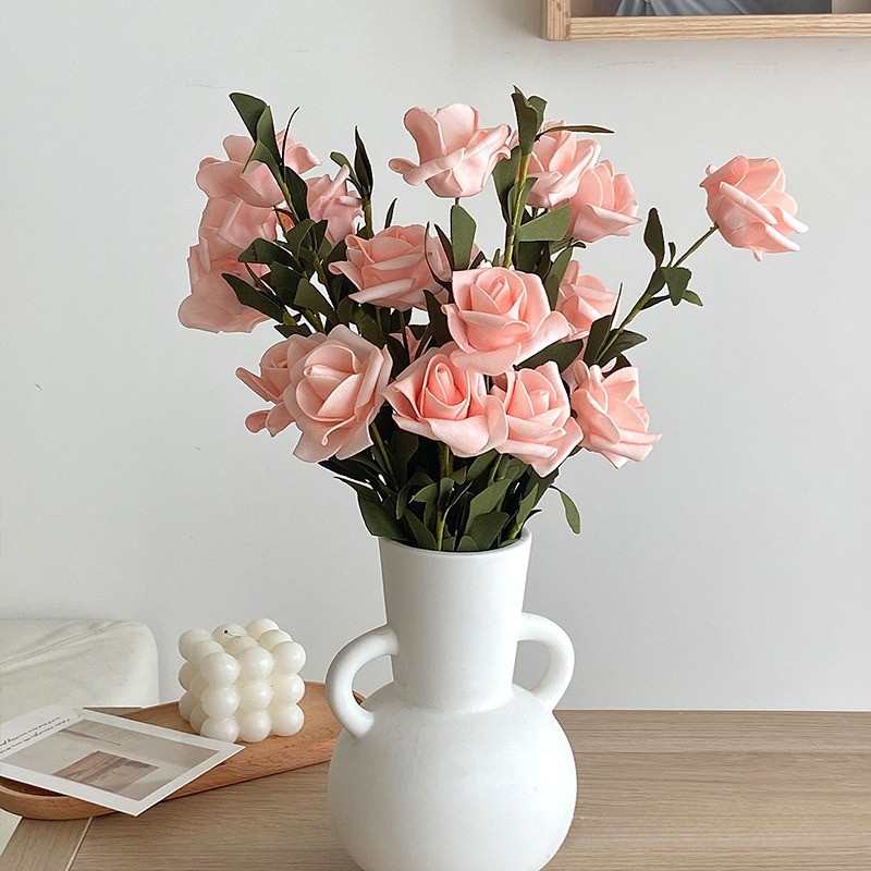 5 หัวประดิษฐ์ Pe ช่อดอกไม้ดอกกุหลาบสําหรับตกแต่งบ้านงานแต่งงานของขวัญวันวาเลนไทน์ดอกกุหลาบ - รูปที่ 3