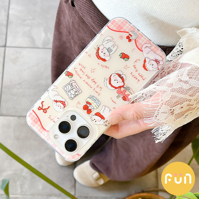 น่ารักหมวกสีแดงลูกสุนัข Bowknot เค้ก IMD โทรศัพท์มือถือกรณีสําหรับ iPhone 16 15 14 13 Pro Max iPhone15 Drop ทนปลอกปกหลัง - รูปที่ 5