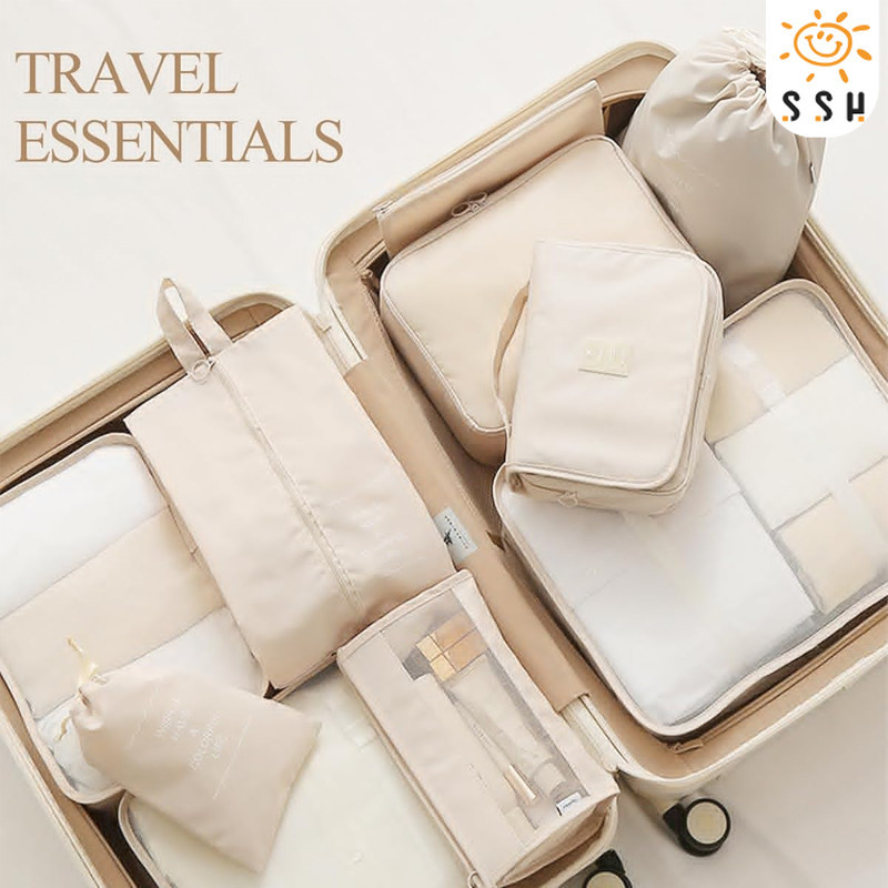 7 ชิ้น เซต กระเป๋าเดินทาง จัดระเบียบ ถุงเก็บซิปหนา ชิ้นกระเป๋าจัดระเบียบใส่เสื้อผ้า