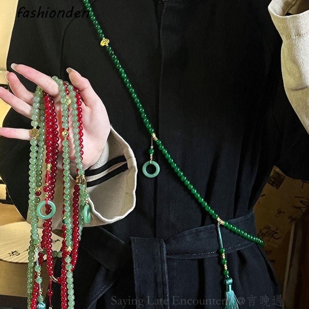 Fashionden สร้อยคอลูกปัดยาว, Vintage Elegant แก้วลูกปัดพู่, แบบดั้งเดิมความงาม Multiwear สไตล์จีน Hanfu สวมเครื่องประดับโซ่