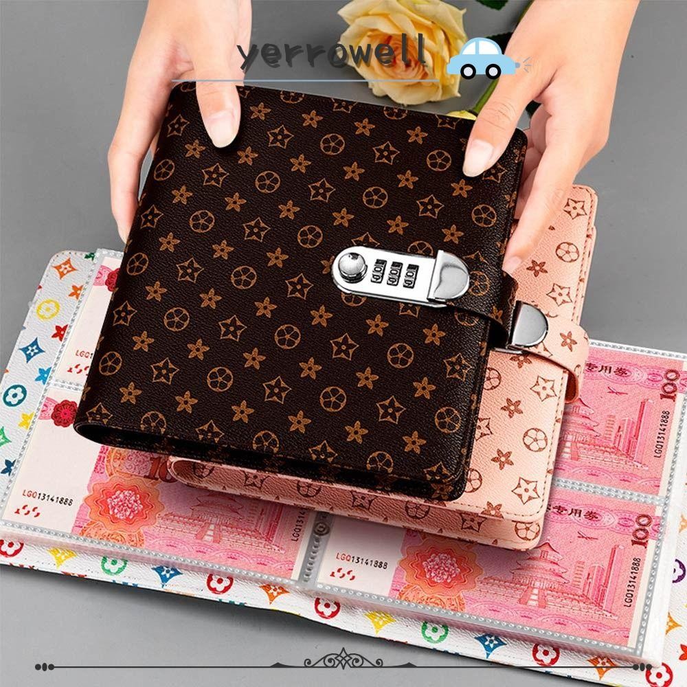 Yerrowell 200 ซองประหยัดเงิน Challenge ประหยัดเงิน PU Mini Binder Saving Challenge, ของขวัญกันน้ําความจุขนาดใหญ่นํากลับมาใช้ใหม่ได้ Saving Challenges แผ่นเด็ก