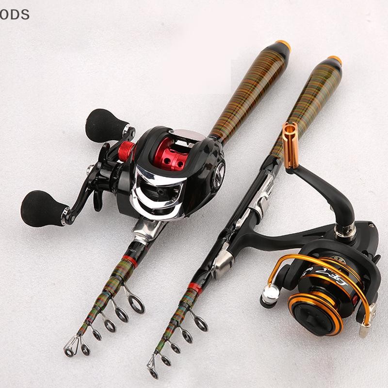ODS 1.2m-2.4m แบบพกพา Telescopic Fishing Rod Fly ปลาคาร์พตกปลาคาร์บอนไฟเบอร์ Rock Travel Jig Rod OD