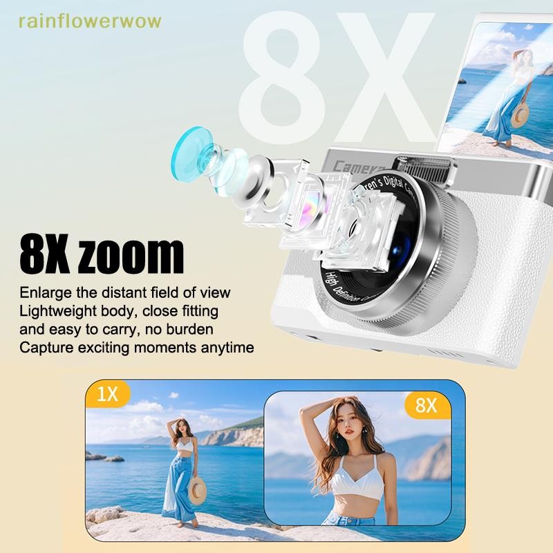 กล้องดิจิตอลC&B CCD Travel 180°Flip Screen Selfie Camara 96MP Autofocus 8X Zoom Entry-Level Kids Camara กล้องการ์ดแบบพกพา (th)
