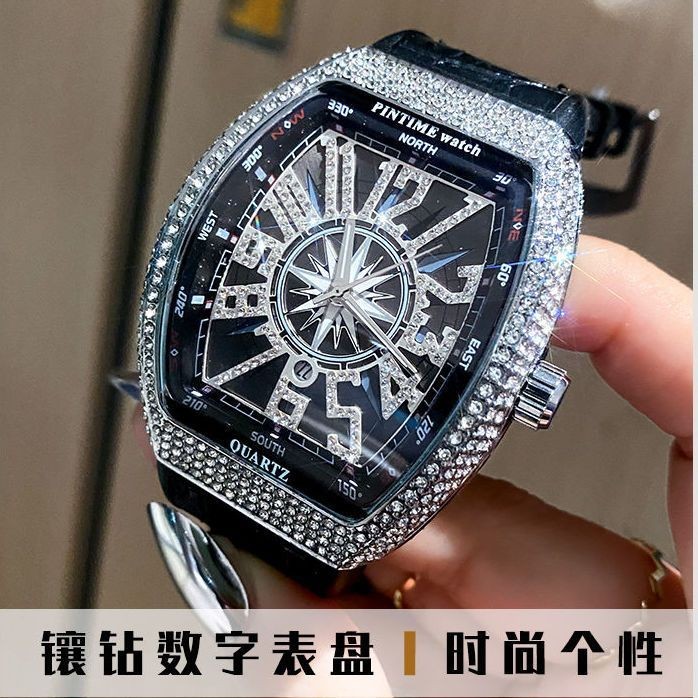Dss Richard Watch Mens Wine Barrel Gypsophila Full Diamond Couple Watch Female Waterproof Couple Mod