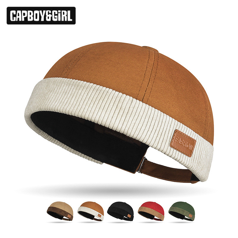 ( พร้อมส่ง ) หมวกมิกิ หมวกบีนนี่ สีทรูโทน ฮิปฮ็อป ไม่มีปีก สไตล์วินเทจ ทรงโดม