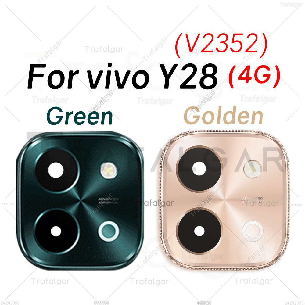 เลนส์กล้องด้านหลังสําหรับ vivo Y28 4G V2352 ฝาครอบกล้องพร้อมกรอบ Bezel เปลี่ยนด้วยสติกเกอร์กาว