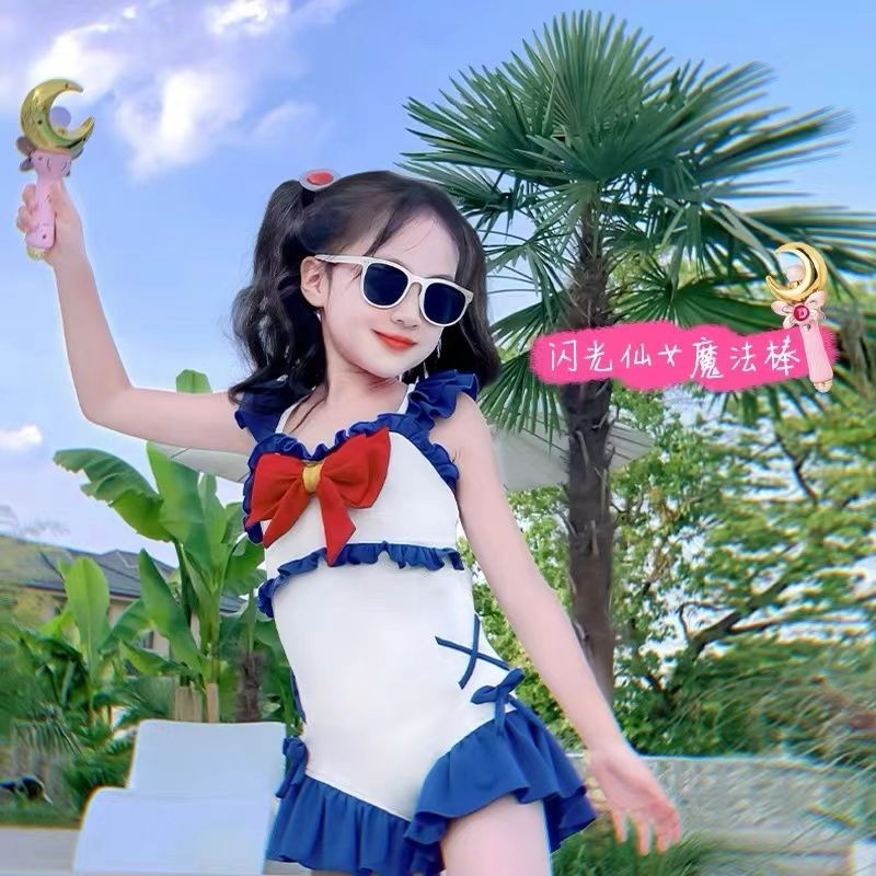 ชุดว่ายน้ําเด็กผู้หญิงสไตล์ใหม่ฤดูร้อนเด็กทารกสาวน้อยชุดว่ายน้ําชิ้นเดียวเด็กเจ้าหญิงวันหยุดสไตล์ตะวันตก - รูปที่ 4