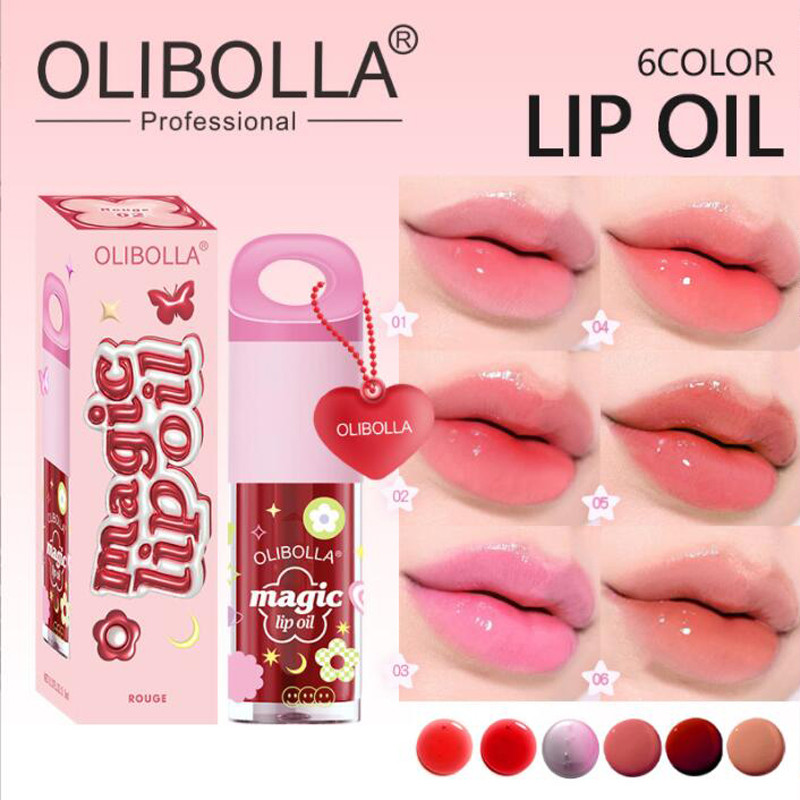 New! ใหม่ ลิปกลอส Magic lip oil เมจิกลิปออยล์ ลิปออยซ้อก้าด ลิป กลอส ลิปซ้อการ์ด ลิปสติก เครื่องสําอาง Lip Glaze 6 สี