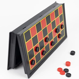 หมากฮอสแม่เหล็ก หมากรุกแม่เหล็ก หมากฮอท กระดานหมากฮอส Checkers ชุดพร้อมเล่น กล่องพับได้ พกพาง่าย