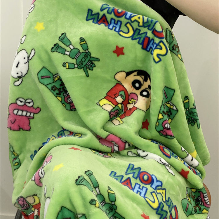 ผ้าห่มสักหลาด ins Crayon Shin-Chan ผ้าห่มเดินทางน่ารักปกขาสํานักงานผ้าห่มเครื่องปรับอากาศผ้าห่มขนาดเล็ก