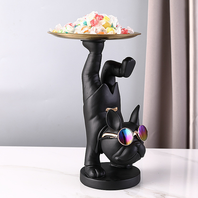 French Bulldog ตกแต่ง Entrance ตู้ Key ถาดห้องนั่งเล่น Entrance Light Luxury Home Bar ตกแต่ง Creativ