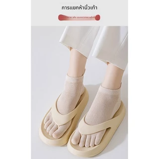 ถุงเท้าห้านิ้วผู้หญิงฤดูร้อนสไตล์บางผ้าฝ้ายแท้ต้านเชื้อแบคทีเรียป้องกันเท้าตาข่ายอากาศระบายอากาศไม่มีกระดูกหลอดสั้นนิ้วเท้า